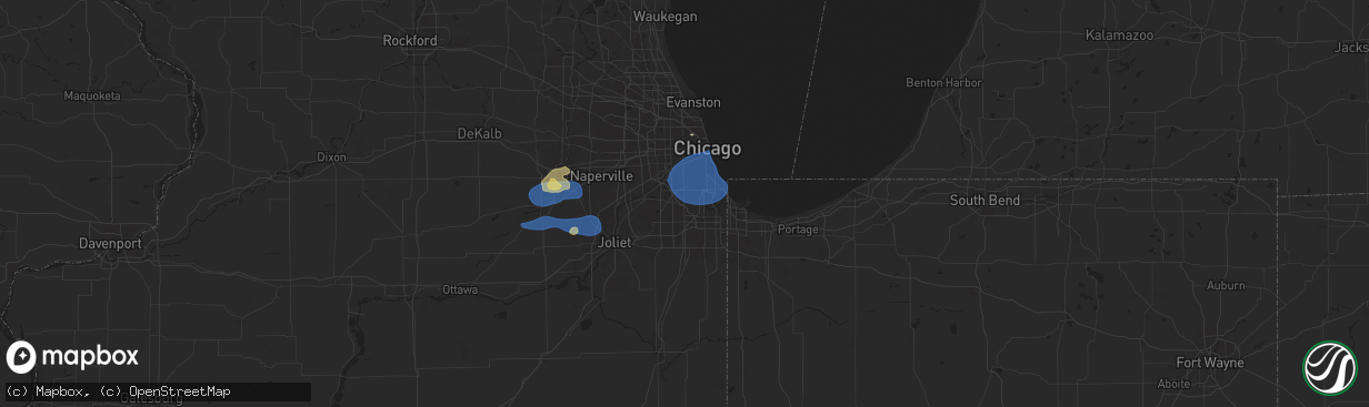 Hail map in Alsip, IL on July 24, 2025