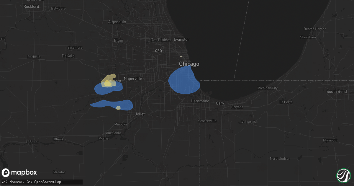 Hail map in Alsip, IL on July 24, 2025