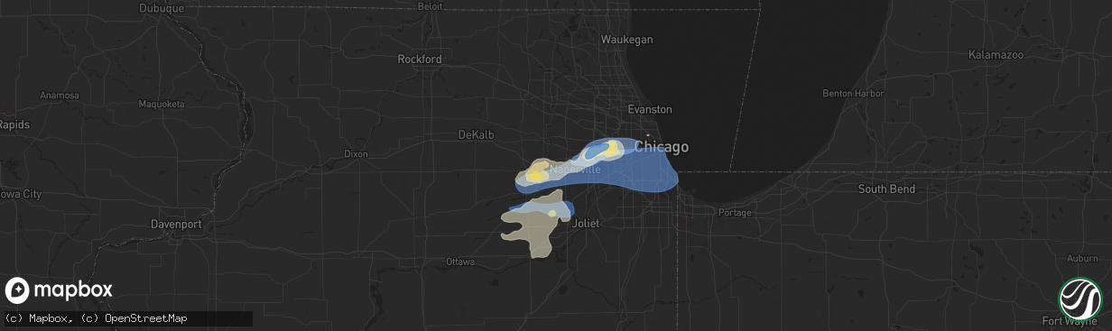 Hail map in Aurora, IL on July 24, 2025