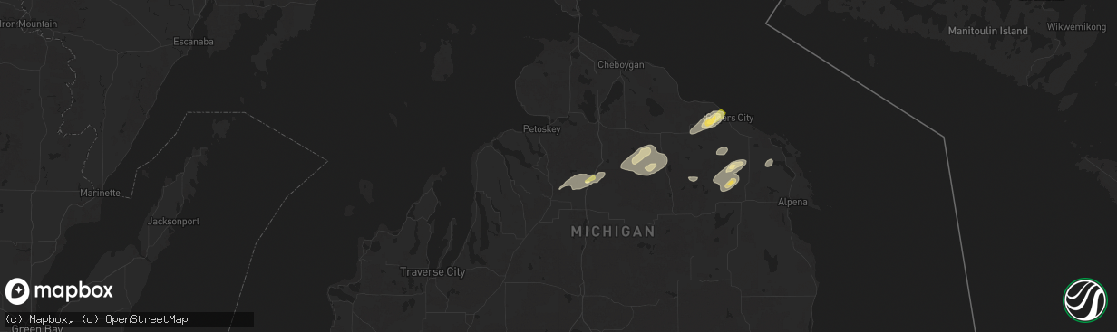 Hail map in Boyne Falls, MI on July 24, 2025