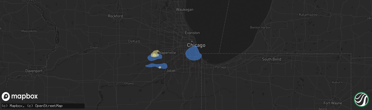 Hail map in Bridgeview, IL on July 24, 2025
