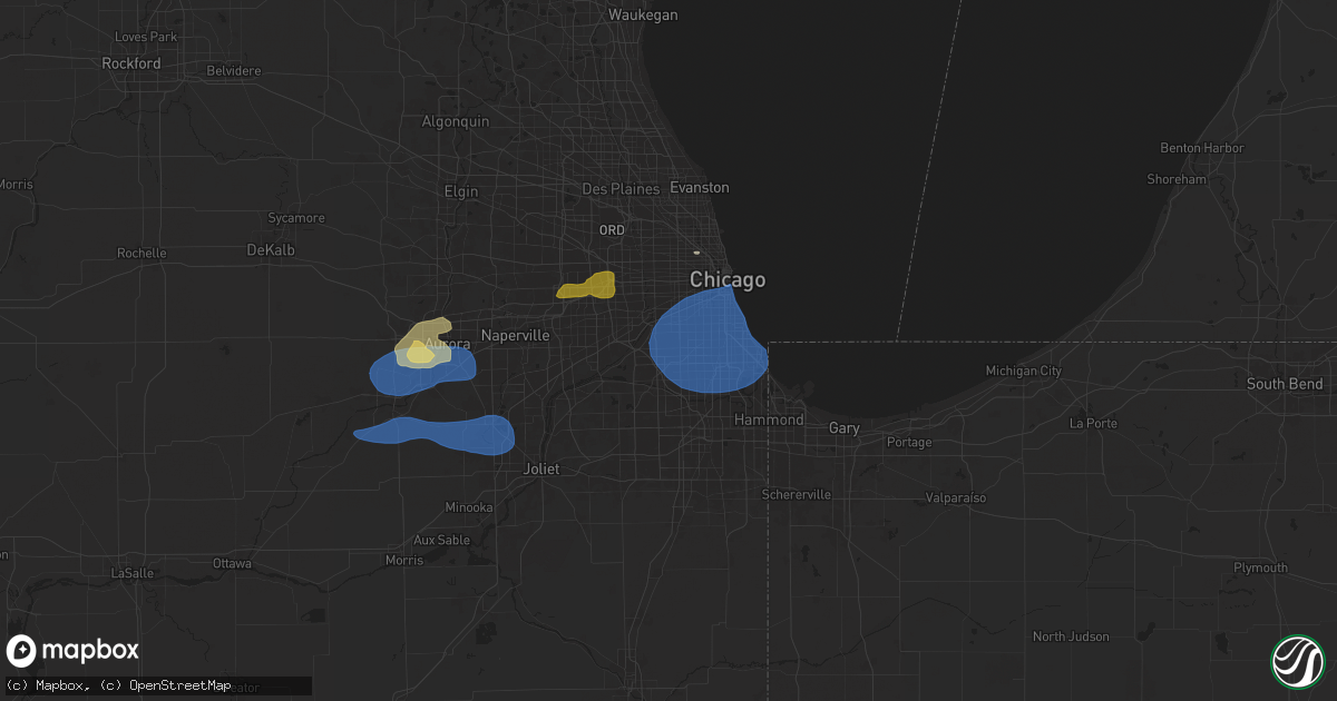 Hail map in Burbank, IL on July 24, 2025