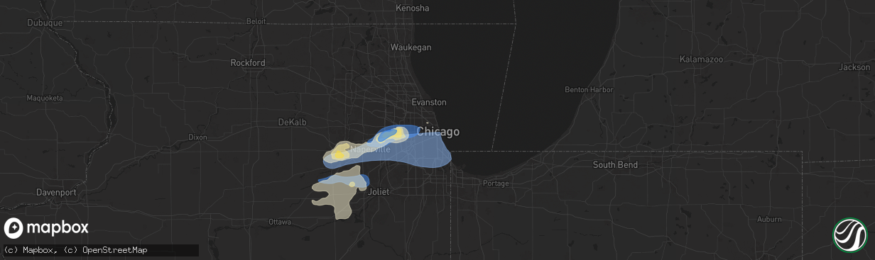 Hail map in Chicago, IL on July 24, 2025