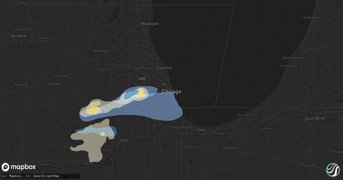 Hail map in Chicago, IL on July 24, 2025