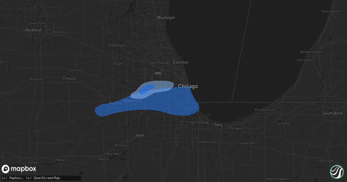 Hail map in Cicero, IL on July 24, 2025
