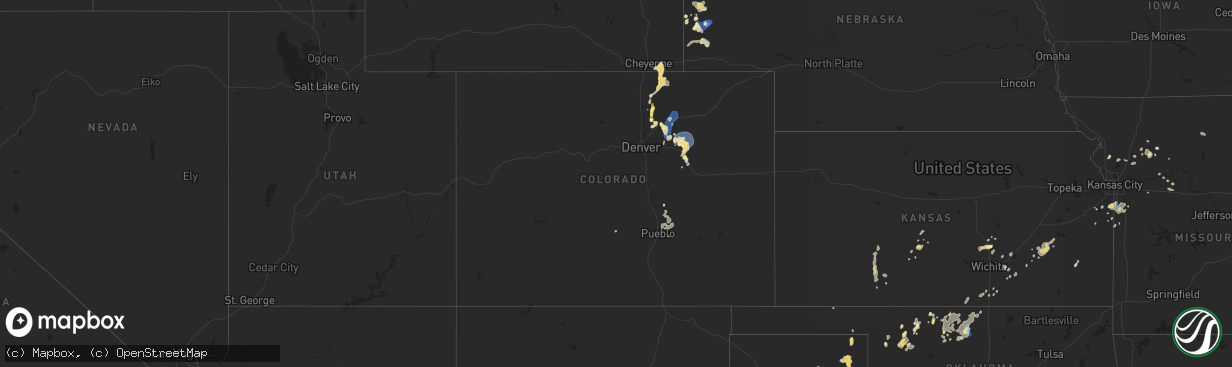 Hail map in Colorado on July 24, 2025