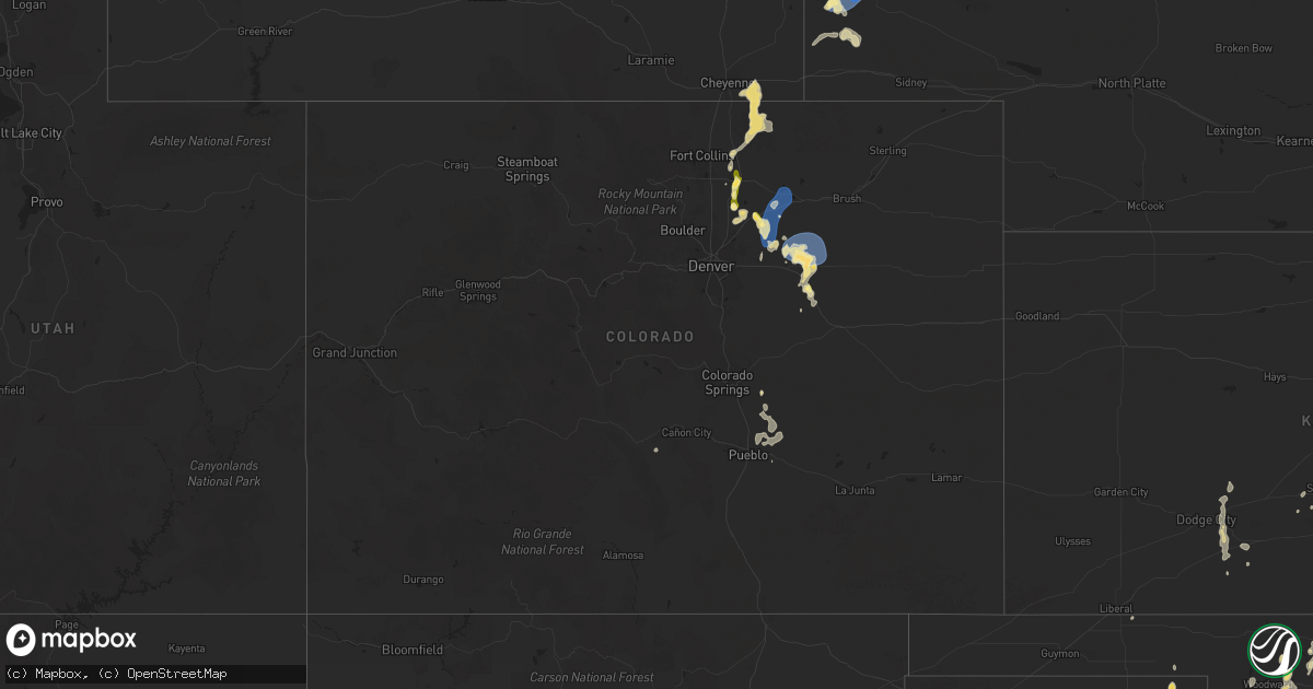 Hail map in Colorado on July 24, 2025
