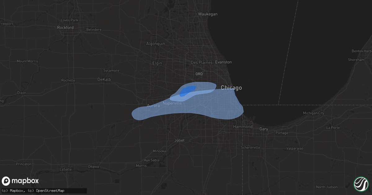 Hail map in Downers Grove, IL on July 24, 2025