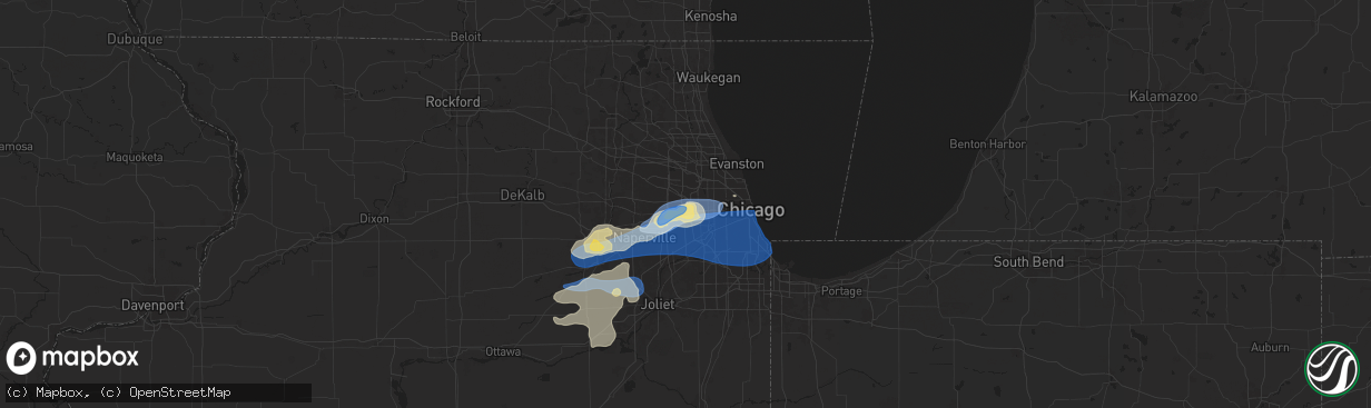 Hail map in Elmhurst, IL on July 24, 2025