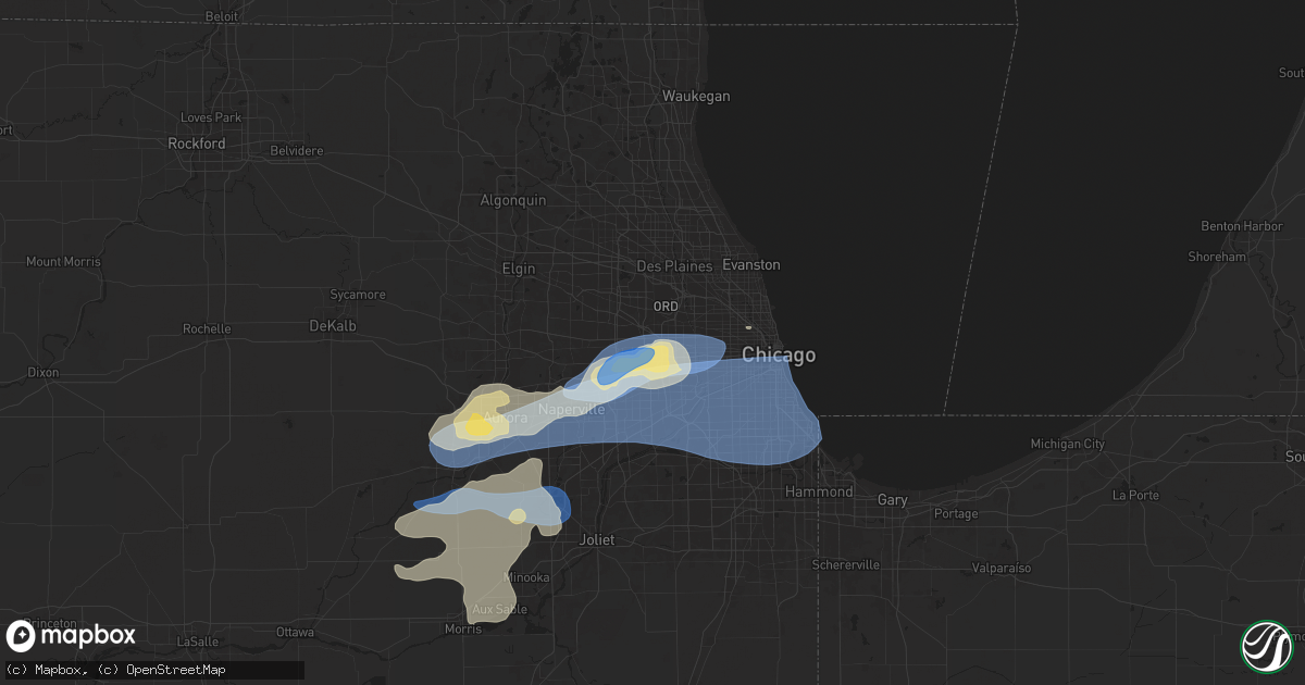 Hail map in Elmhurst, IL on July 24, 2025