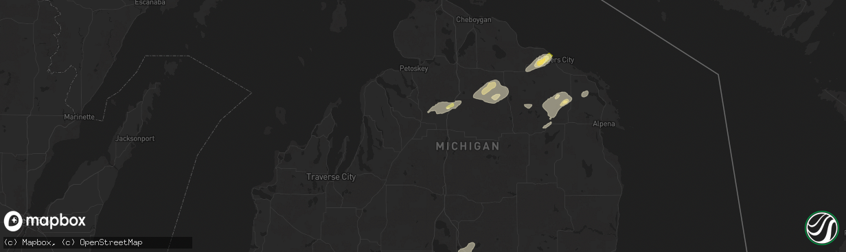 Hail map in Elmira, MI on July 24, 2025