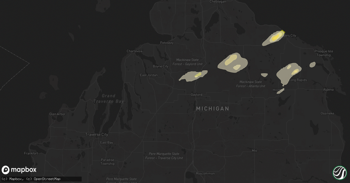 Hail map in Elmira, MI on July 24, 2025