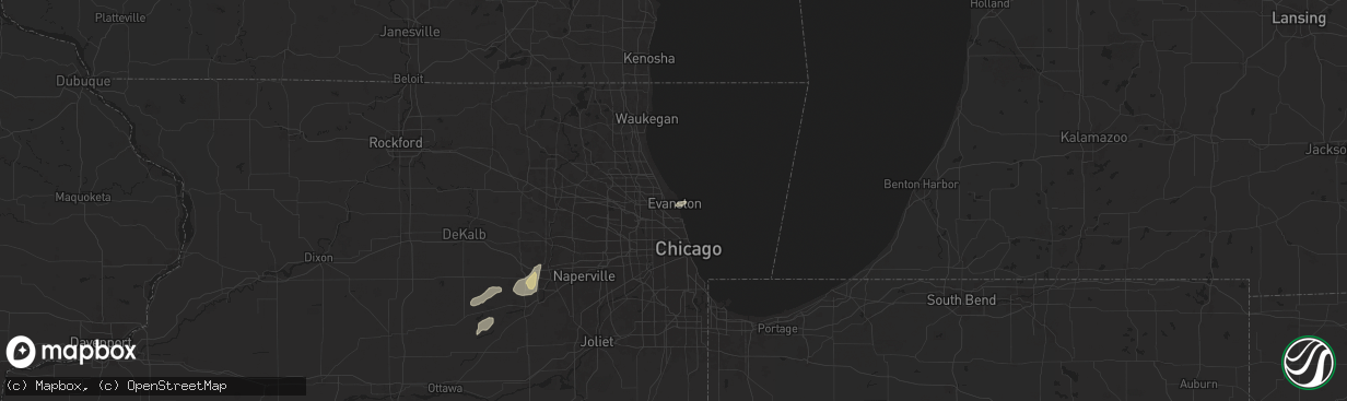 Hail map in Evanston, IL on July 24, 2025