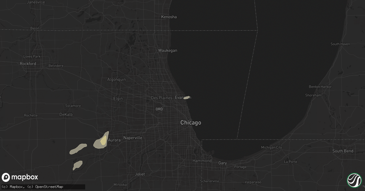 Hail map in Evanston, IL on July 24, 2025