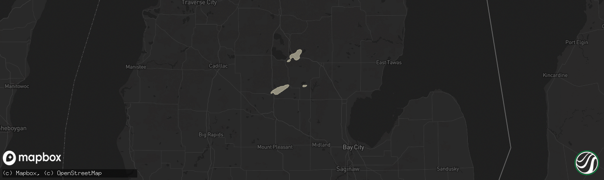 Hail map in Gladwin, MI on July 24, 2025