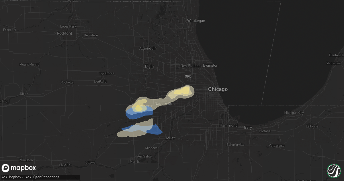 Hail map in Glen Ellyn, IL on July 24, 2025