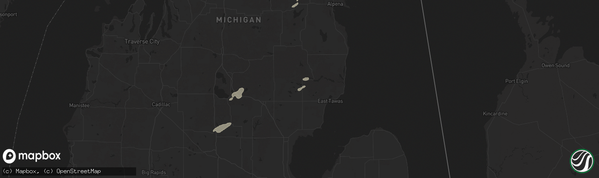Hail map in Hale, MI on July 24, 2025