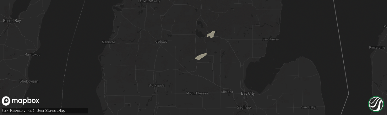 Hail map in Harrison, MI on July 24, 2025