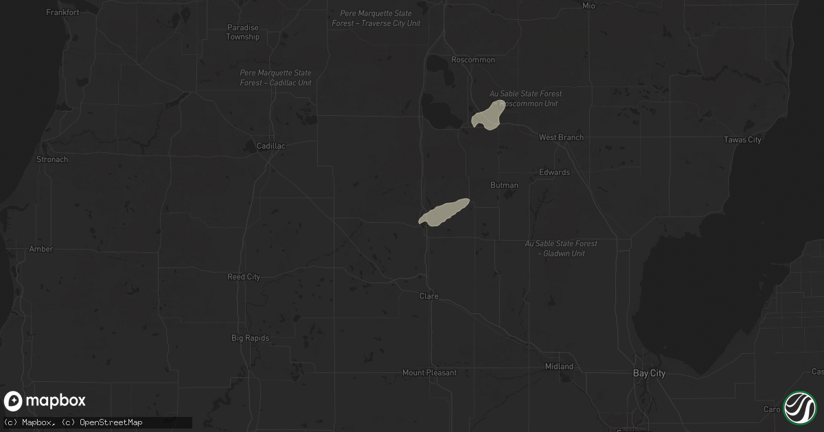 Hail map in Harrison, MI on July 24, 2025
