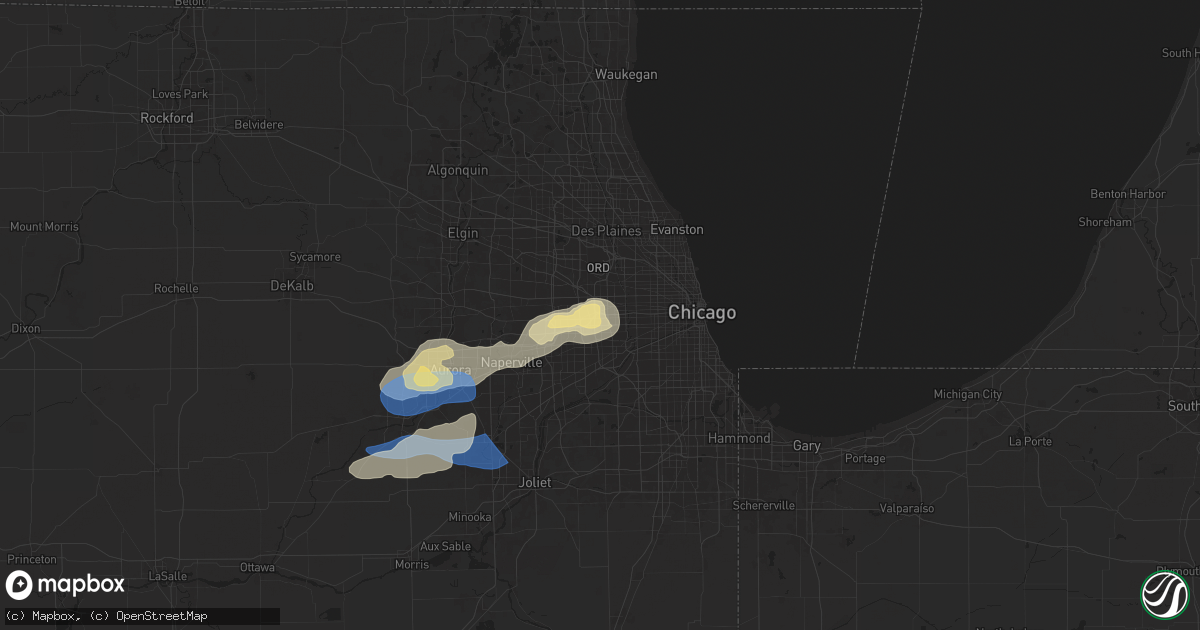 Hail map in Hillside, IL on July 24, 2025