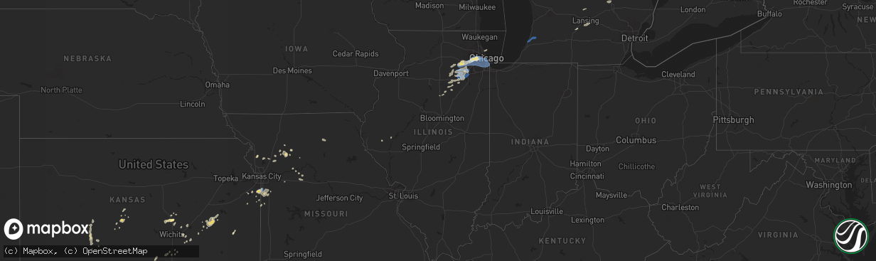 Hail map in Illinois on July 24, 2025
