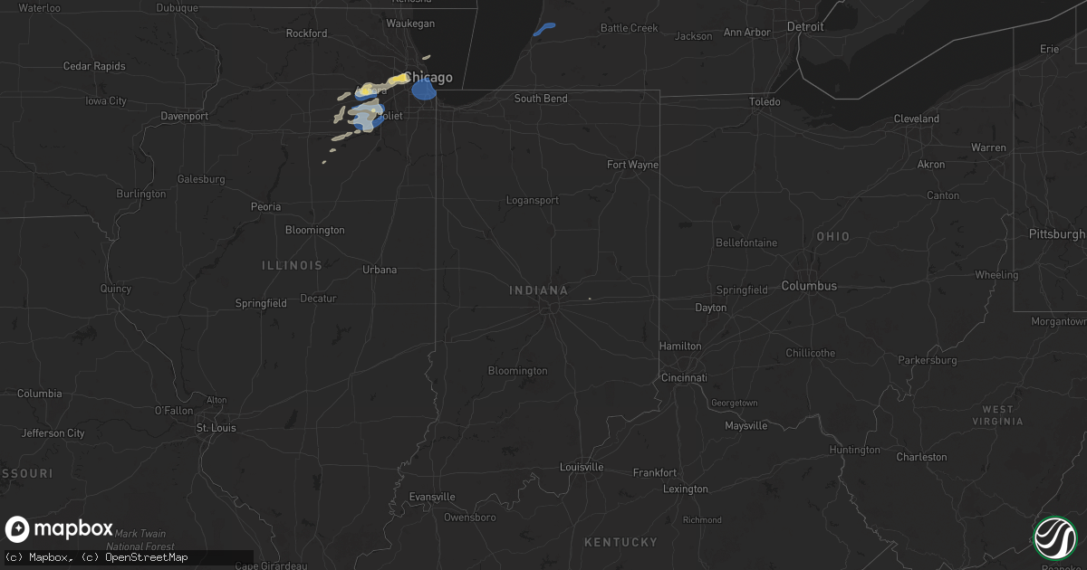 Hail map in Indiana on July 24, 2025