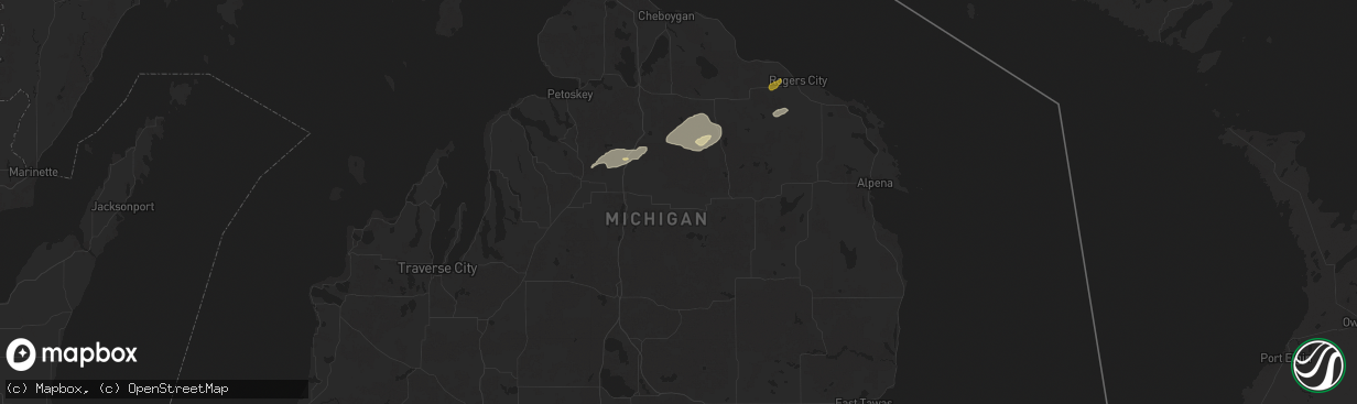 Hail map in Johannesburg, MI on July 24, 2025
