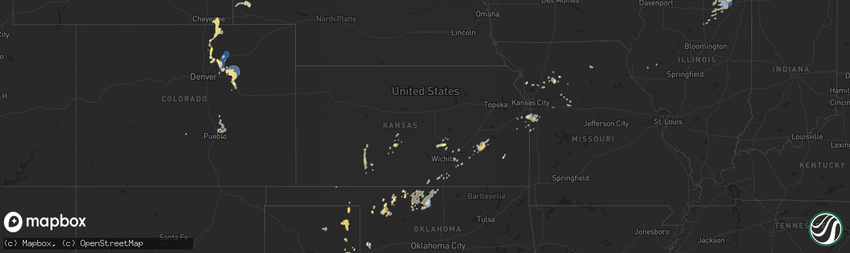 Hail map in Kansas on July 24, 2025