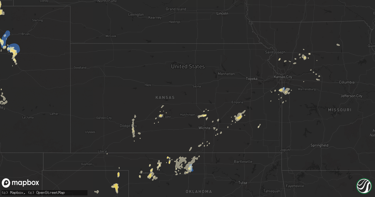 Hail map in Kansas on July 24, 2025