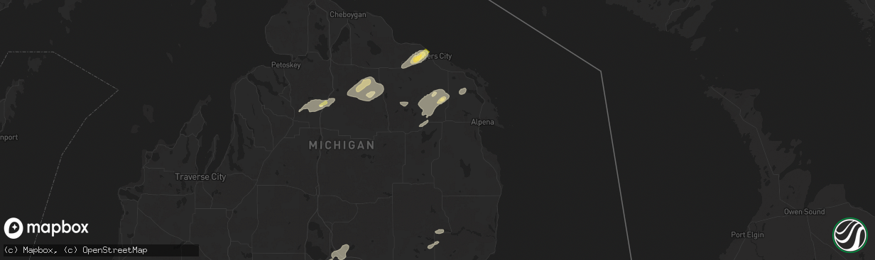 Hail map in Lachine, MI on July 24, 2025