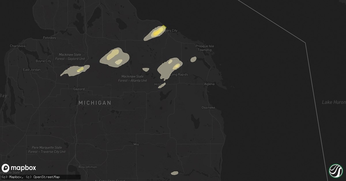 Hail map in Lachine, MI on July 24, 2025