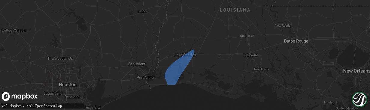 Hail map in Lake Charles, LA on July 24, 2025