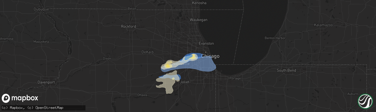 Hail map in Lombard, IL on July 24, 2025