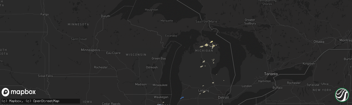 Hail map in Michigan on July 24, 2025