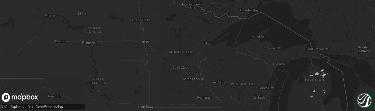 Hail map in Minnesota on July 24, 2025