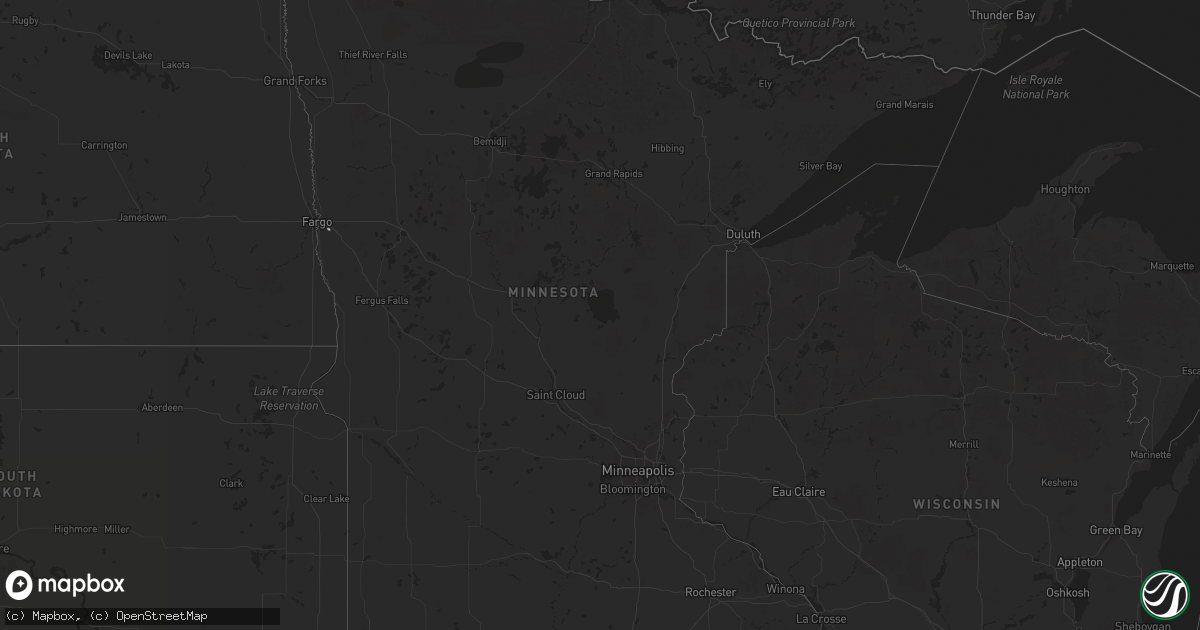 Hail map in Minnesota on July 24, 2025