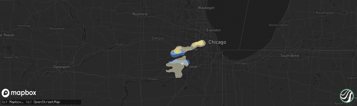 Hail map in Montgomery, IL on July 24, 2025
