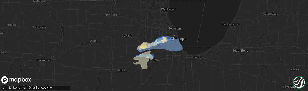 Hail map in Naperville, IL on July 24, 2025