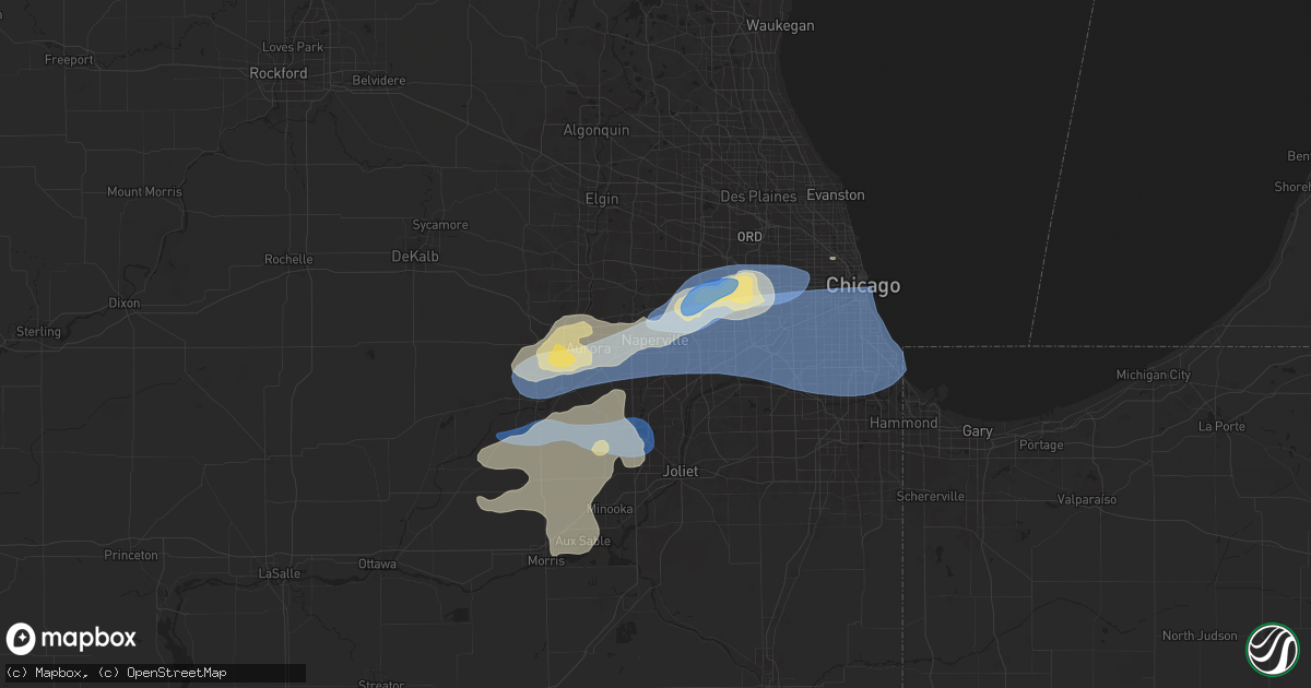 Hail map in Naperville, IL on July 24, 2025