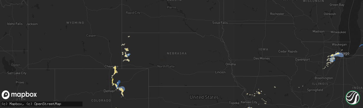 Hail map in Nebraska on July 24, 2025