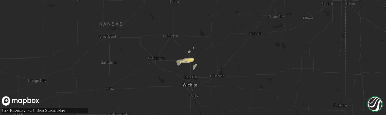 Hail map in Newton, KS on July 24, 2025