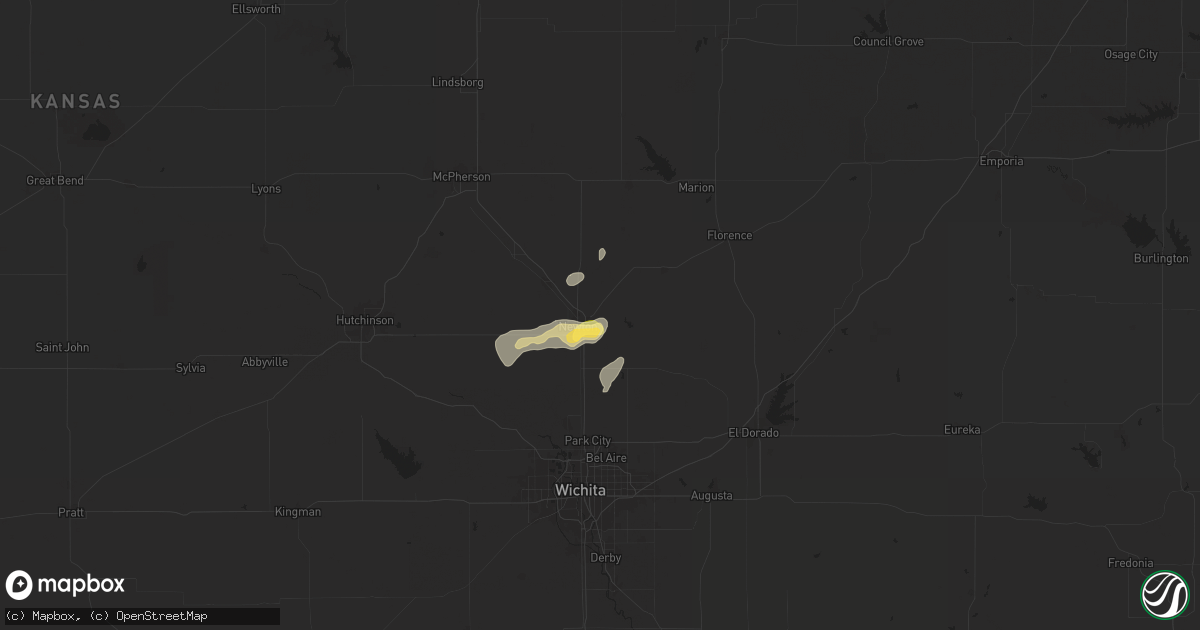 Hail map in Newton, KS on July 24, 2025