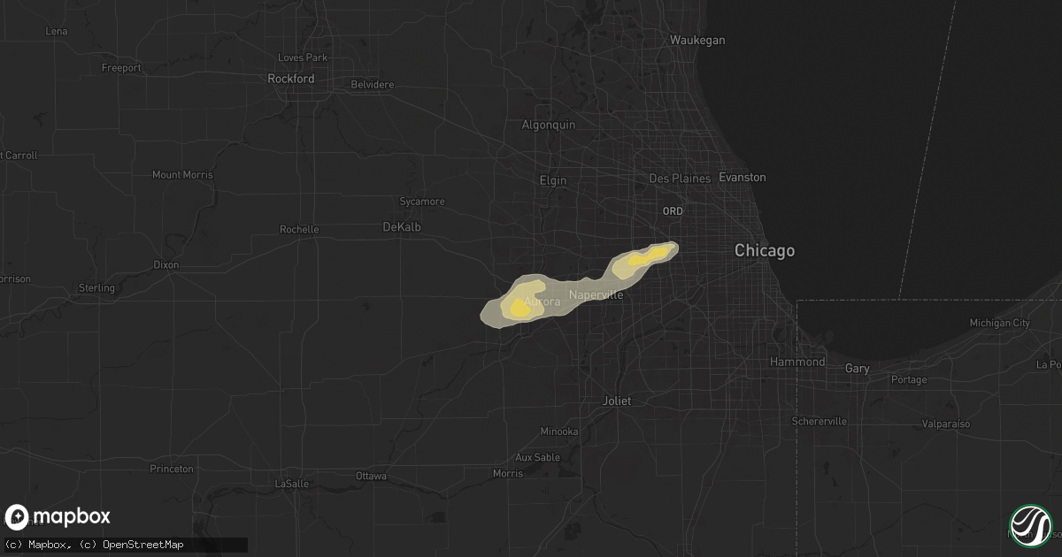 Hail map in North Aurora, IL on July 24, 2025