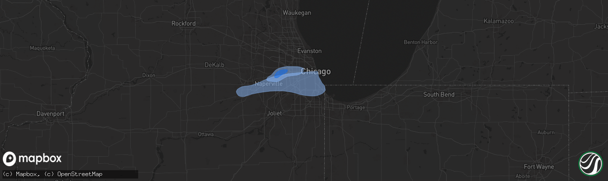 Hail map in Oak Lawn, IL on July 24, 2025