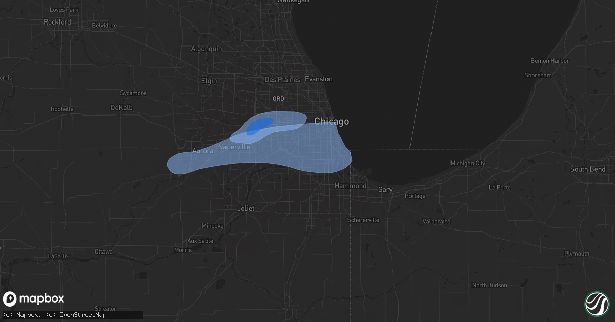 Hail map in Oak Lawn, IL on July 24, 2025
