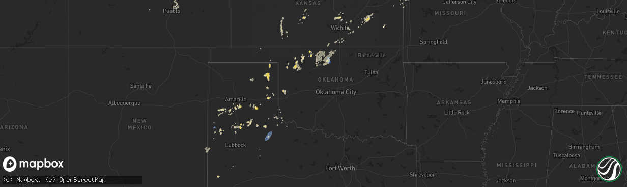 Hail map in Oklahoma on July 24, 2025
