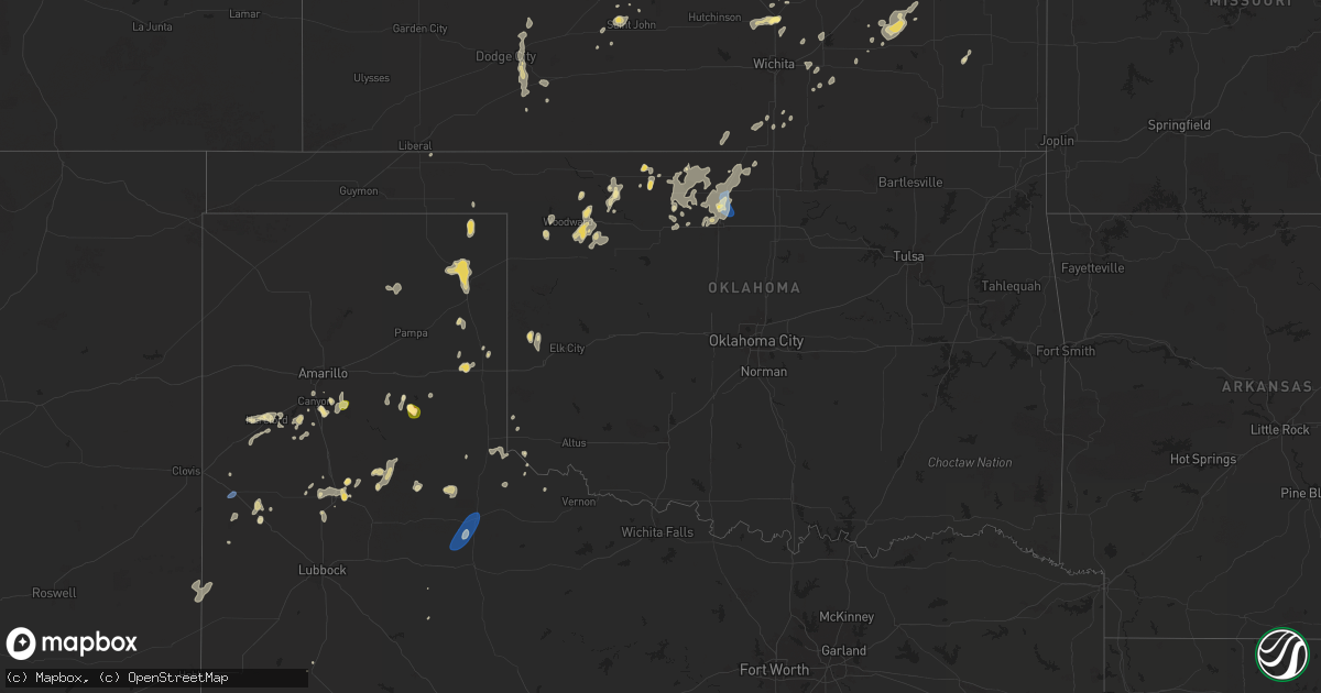 Hail map in Oklahoma on July 24, 2025