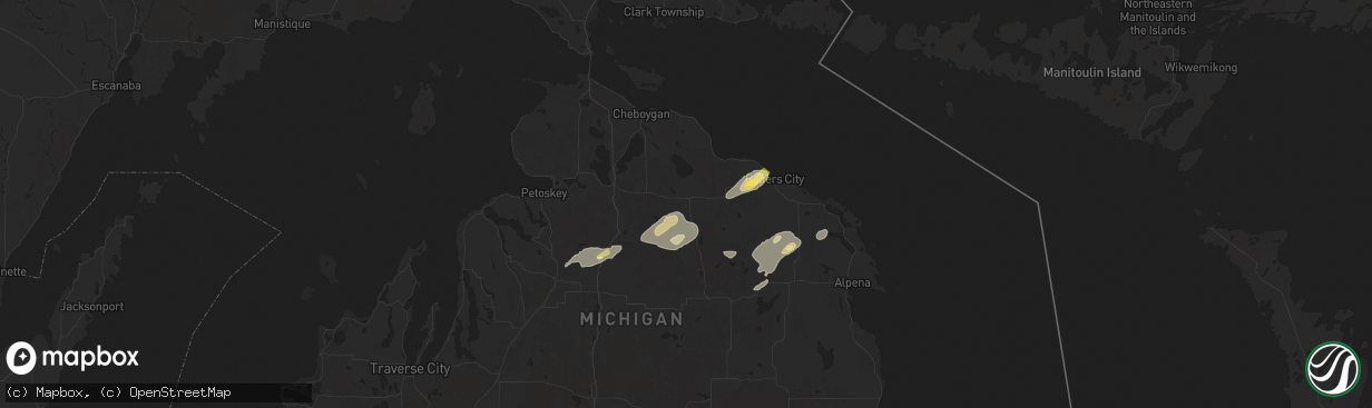 Hail map in Onaway, MI on July 24, 2025