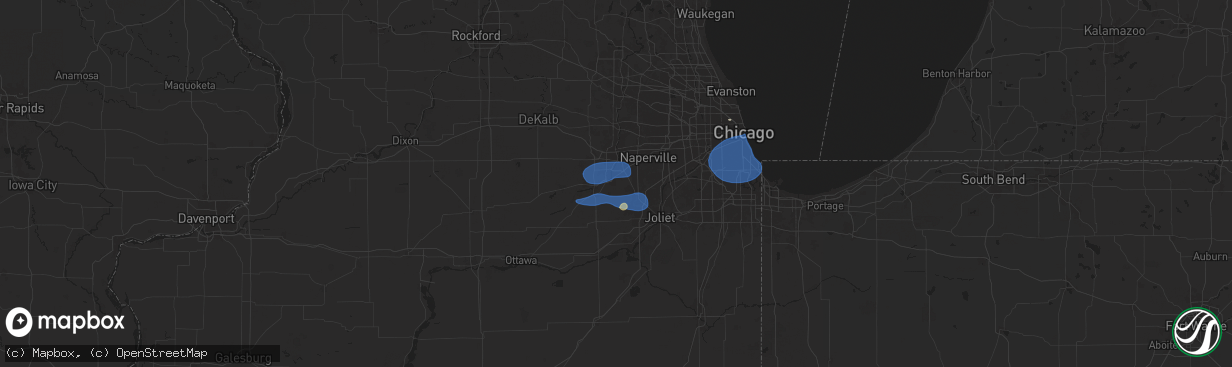 Hail map in Oswego, IL on July 24, 2025
