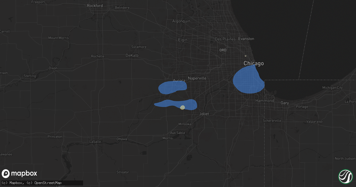 Hail map in Oswego, IL on July 24, 2025
